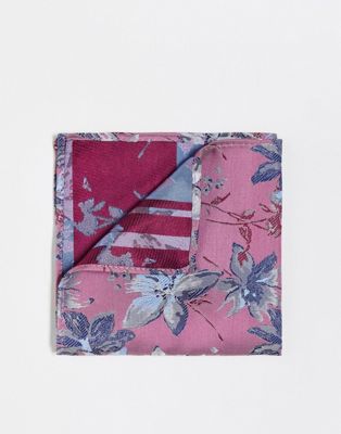 Twisted Tailor hankerchief in pink with large scale blue floral pattern - ASOS Price Checker