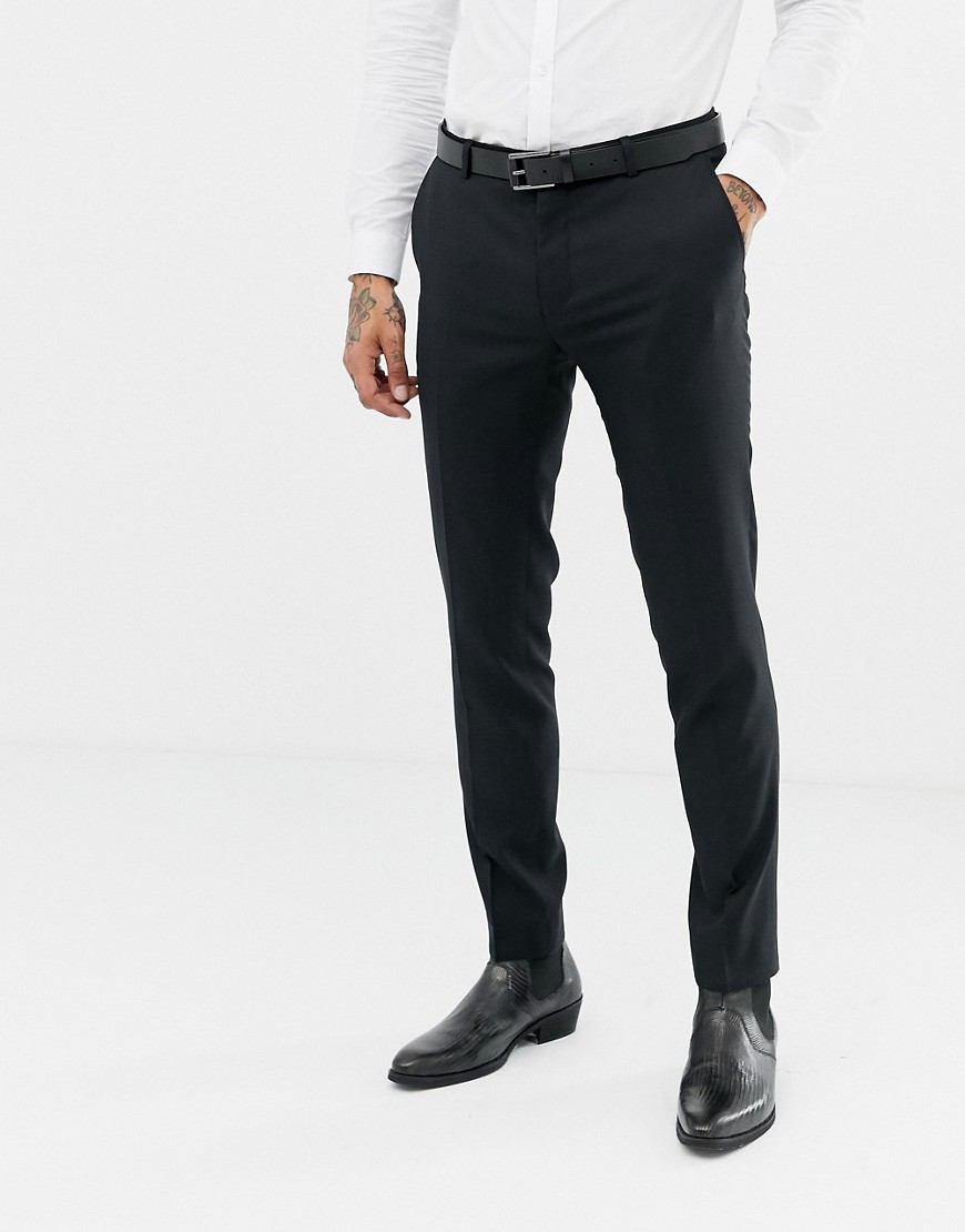 Twisted Tailor - Hemmingway - Pantaloni da abito super skinny in misto lana neri-Nero