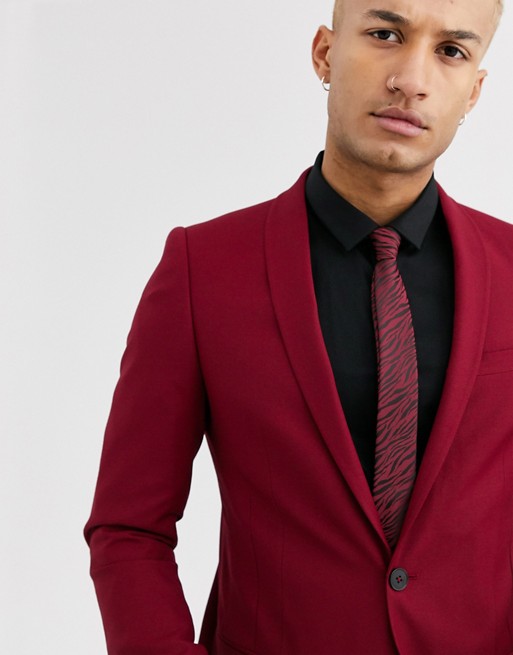 Twisted Tailor Hemmingway super skinny suit jacket in burgundy