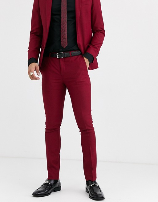 Twisted Tailor Hemmingway super skinny suit trousers in burgundy