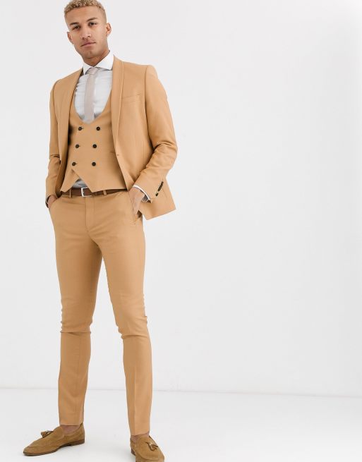 Twisted Tailor Hemmingway super skinny suit trousers in camel