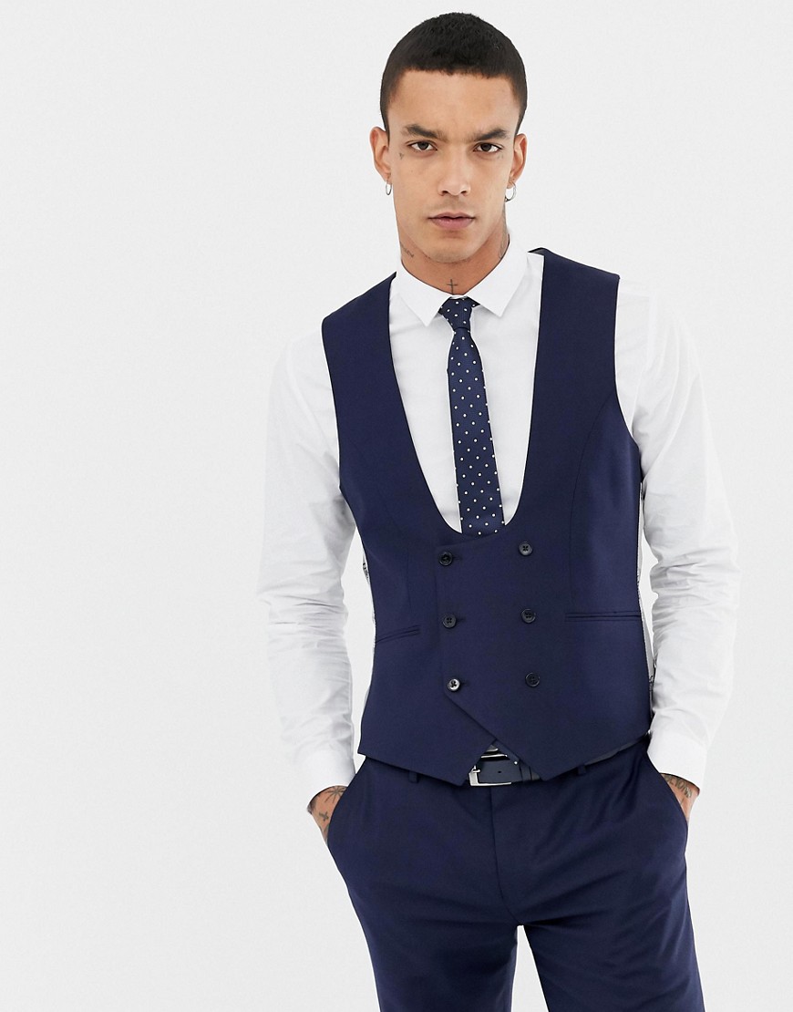 Twisted Tailor Hemmingway super skinny wool mix suit suit vest in navy