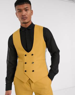 Twisted Tailor Hemmingway waistcoat in dark yellow Yellow