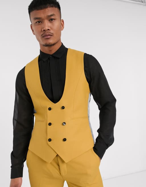 Yellow double deals breasted waistcoat