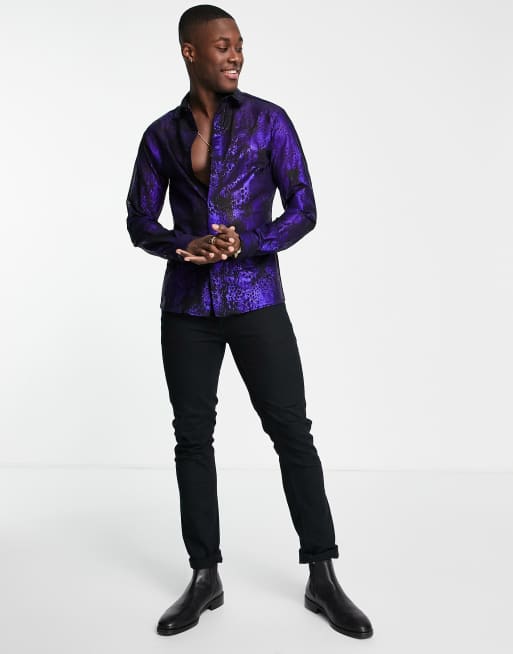 Twisted Tailor Horigome Camicia in tessuto a rete con stampa pitonata laminata ASOS