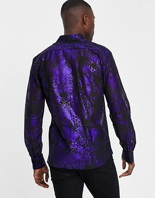Men Twisted Tailor Horigome mesh shirt with snakeskin foil print 