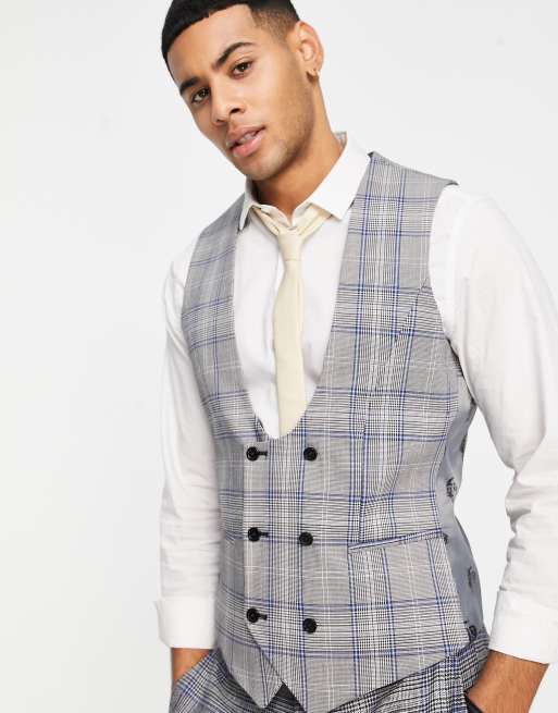 Twisted Tailor - Jose - Gilet da abito grigio a quadri principe di Galles