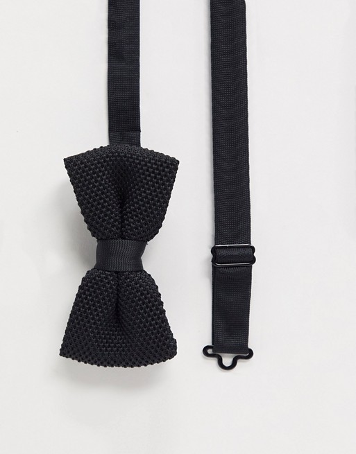 Twisted Tailor knitted bow tie in black