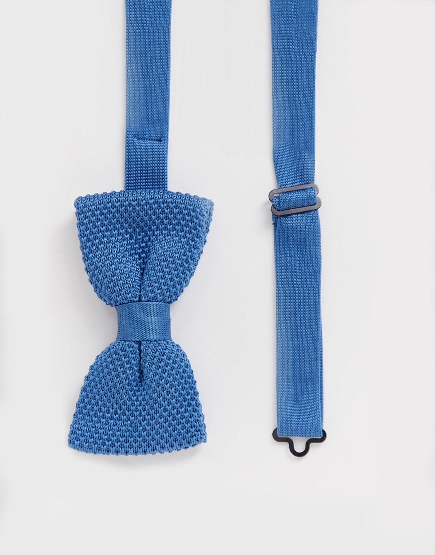 Twisted Tailor knitted bow tie in blue