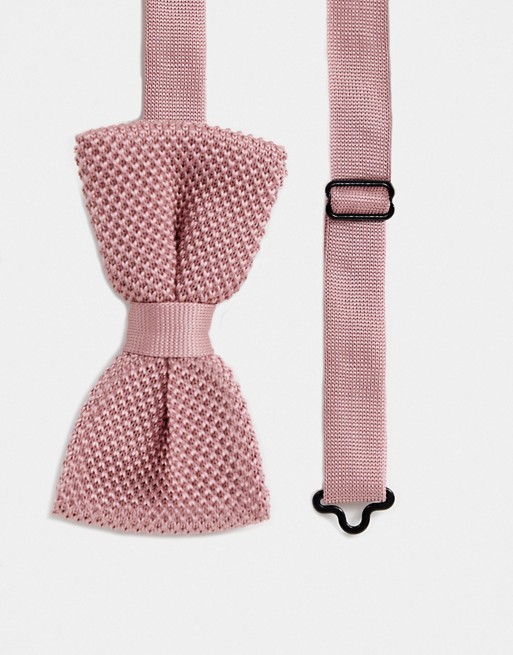 Twisted Tailor knitted bow tie in dusty pink