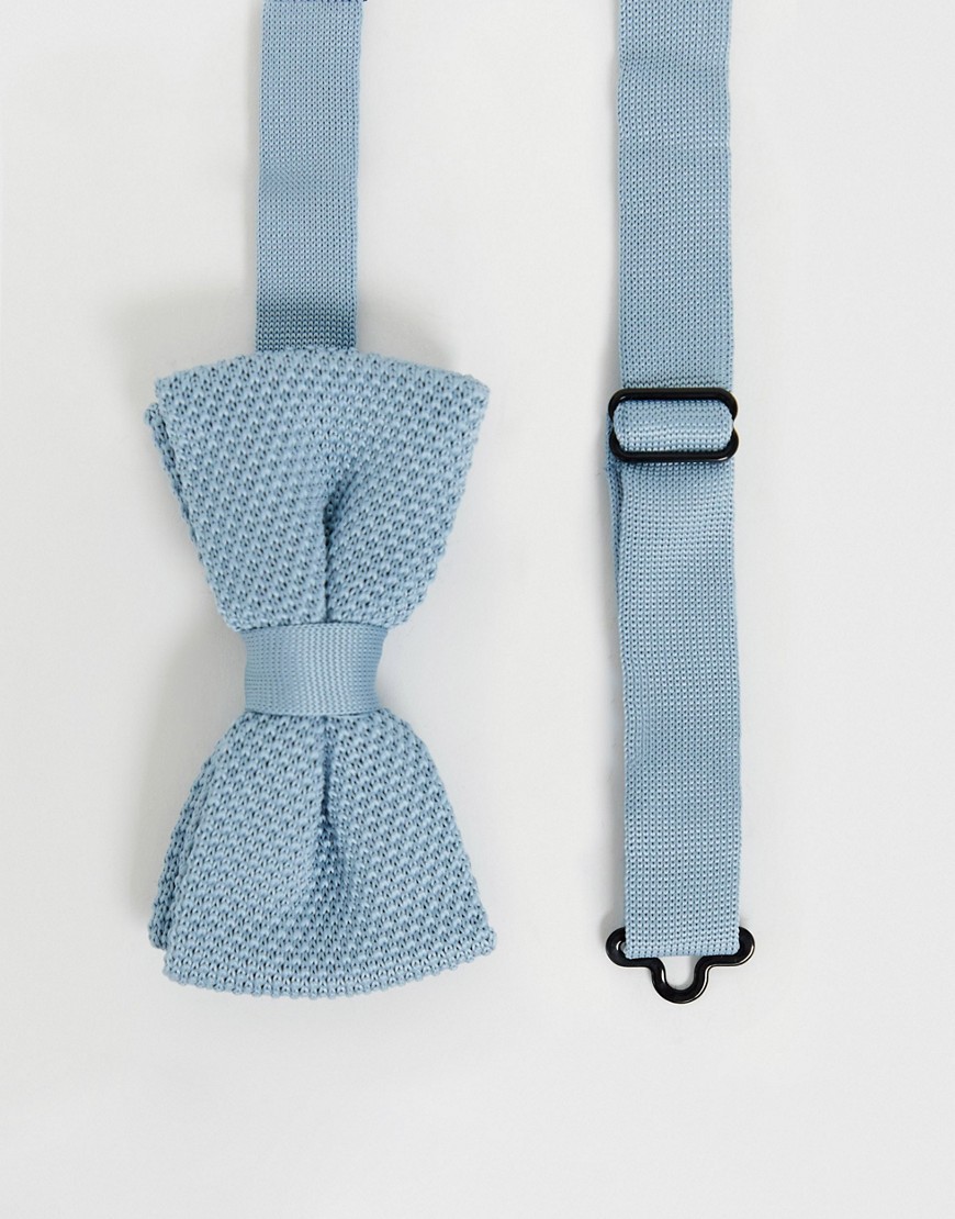 Twisted Tailor knitted bow tie in light blue