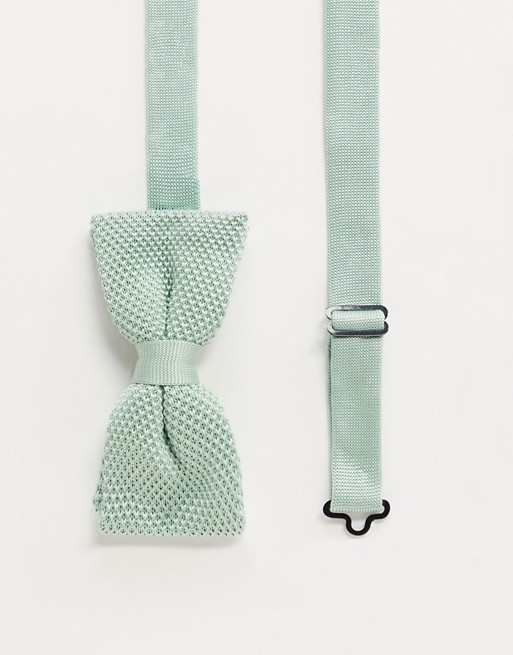 Twisted Tailor knitted bow tie in mint green