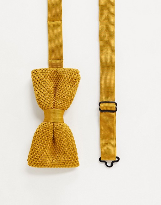 Twisted Tailor knitted bow tie in mustard