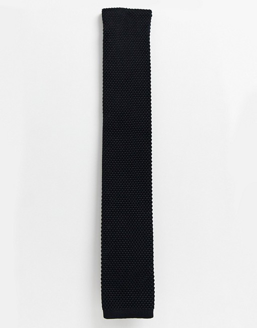 Twisted Tailor knitted tie in black