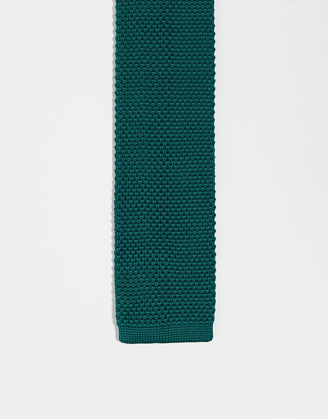 Twisted Tailor knitted tie in forest green