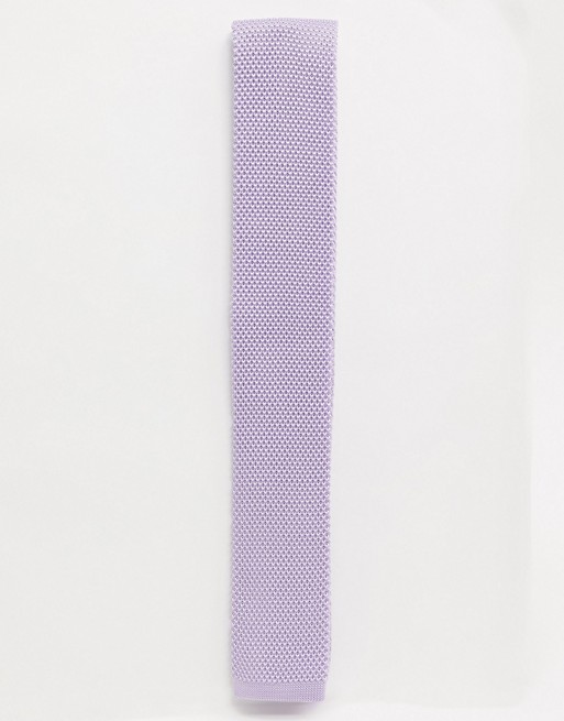 Twisted Tailor knitted tie in lilac