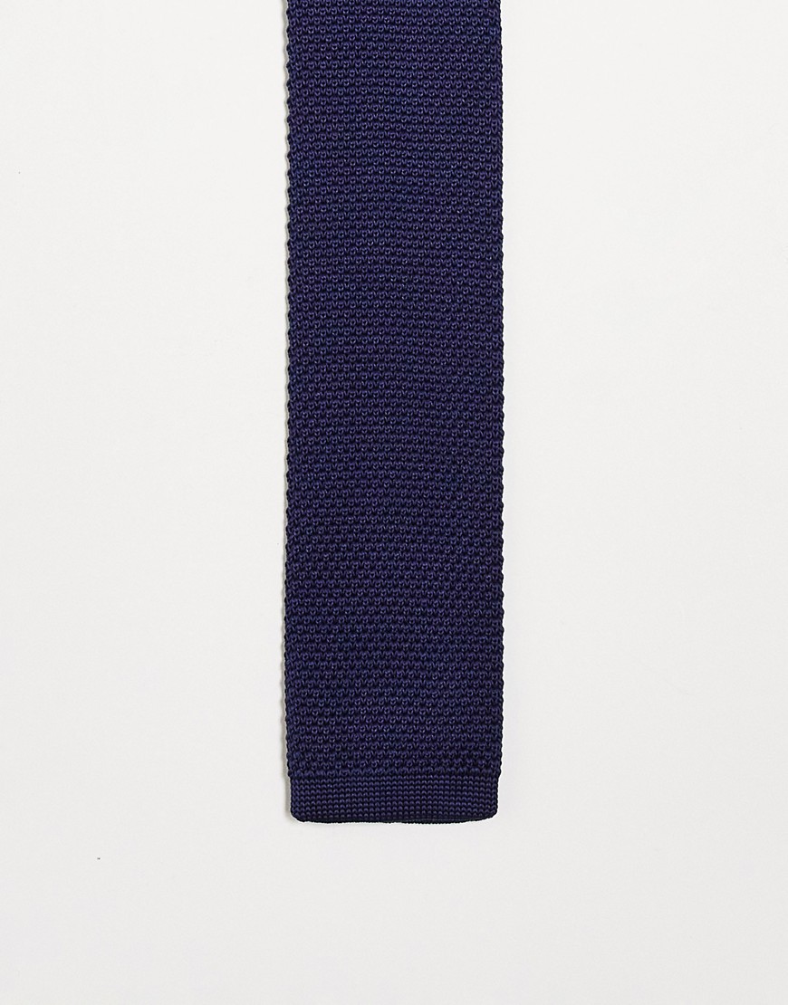 Twisted Tailor knitted tie in navy