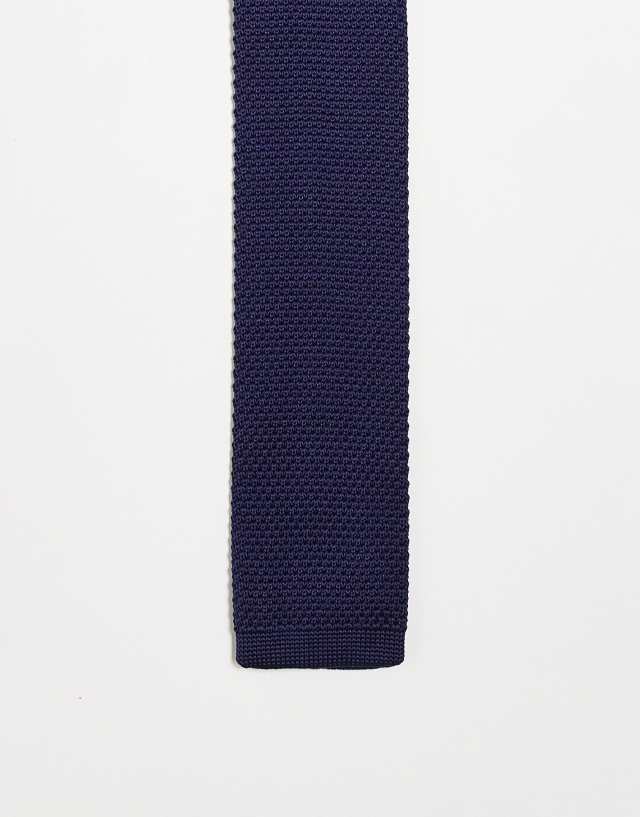 Twisted Tailor knitted tie in navy