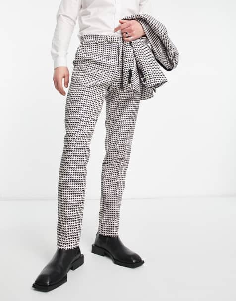 Twisted Tailor - Leach - Pantaloni da abito slim blu navy jacquard - view 1