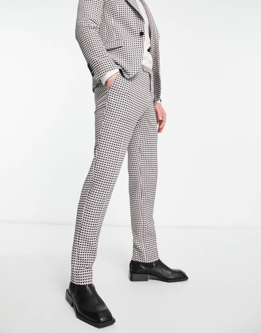 Twisted Tailor - Leach - Pantaloni da abito slim blu navy jacquard, 5 di 5