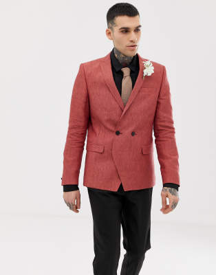 Twisted Tailor linen blazer in rust | ASOS