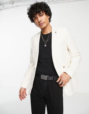 Twisted Tailor linen suit jacket in stone white - ASOS Price Checker