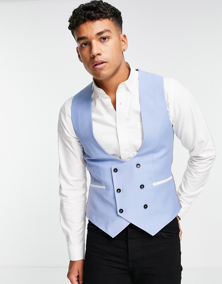 Twisted Tailor Livingston suit vest in light blue