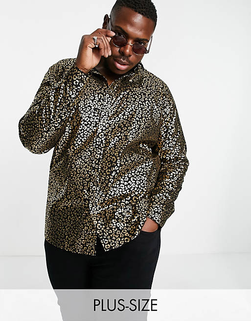 Twisted Tailor long sleeve shirt with leopard print in black