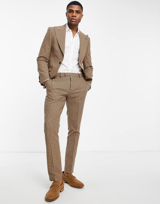 Twisted Tailor - Malto - Skinny pantalon in lichtbruine microruit