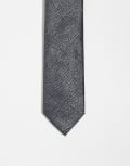 [Twisted Tailor] Twisted Tailor Manet tie in black and silver-Multi One Size Black Silver