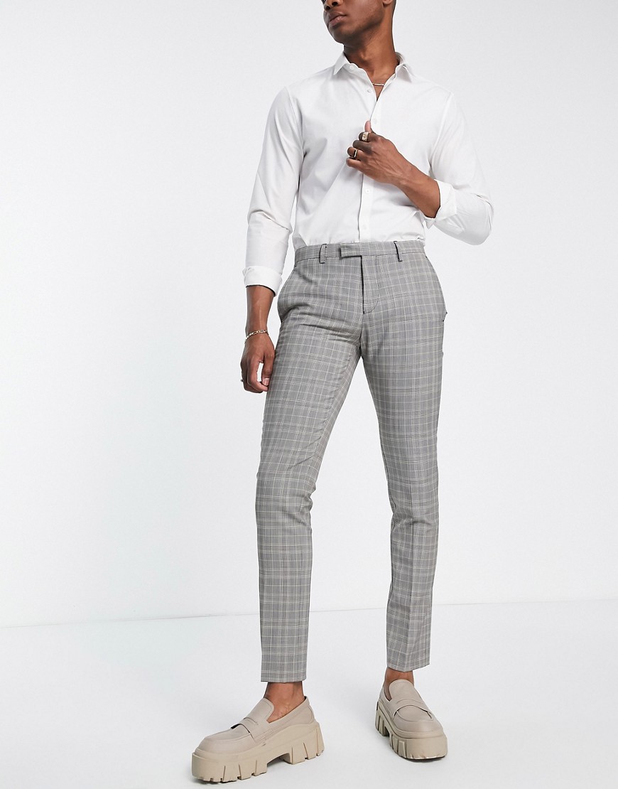 Twisted Tailor melcher skinny fit suit trousers in tonal brown check