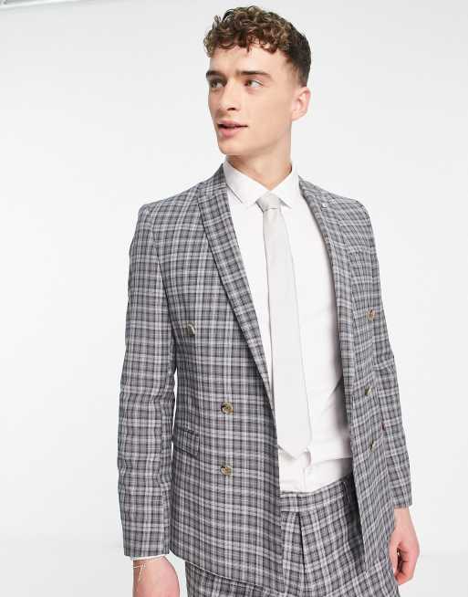 Twisted Tailor mepstead double breasted suit jacket in gray prince of ...