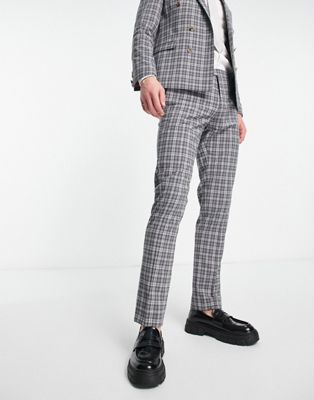 mepstead suit pants in gray prince of wales check
