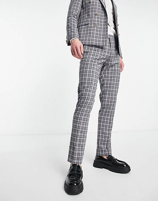 Twisted Tailor mepstead suit pants in gray prince of wales check | ASOS