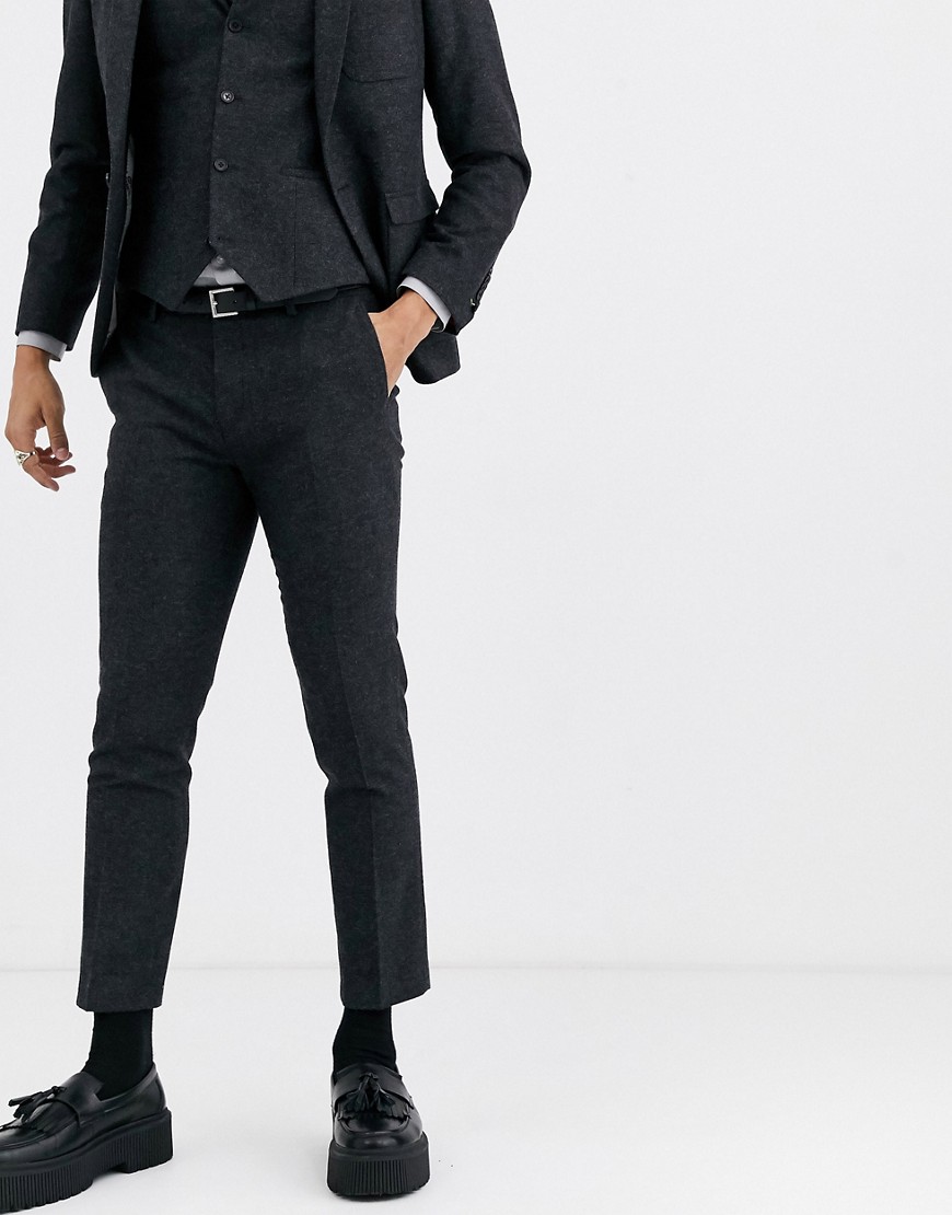 Twisted Tailor – Mörkgrå avsmalnande kostymbyxor med superskinny passform