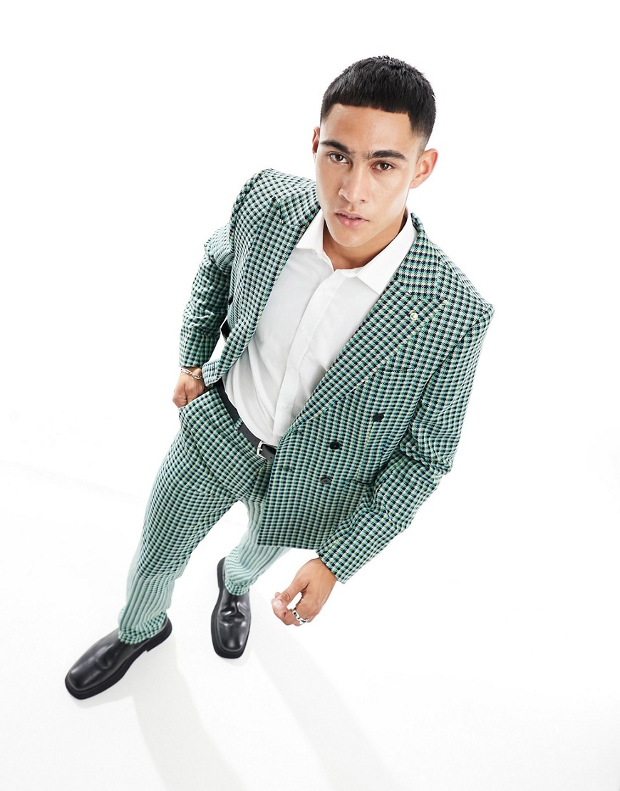 morrison check suit jacket in green
