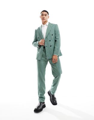 Twisted Tailor Morrison Check Suit Pants In Green