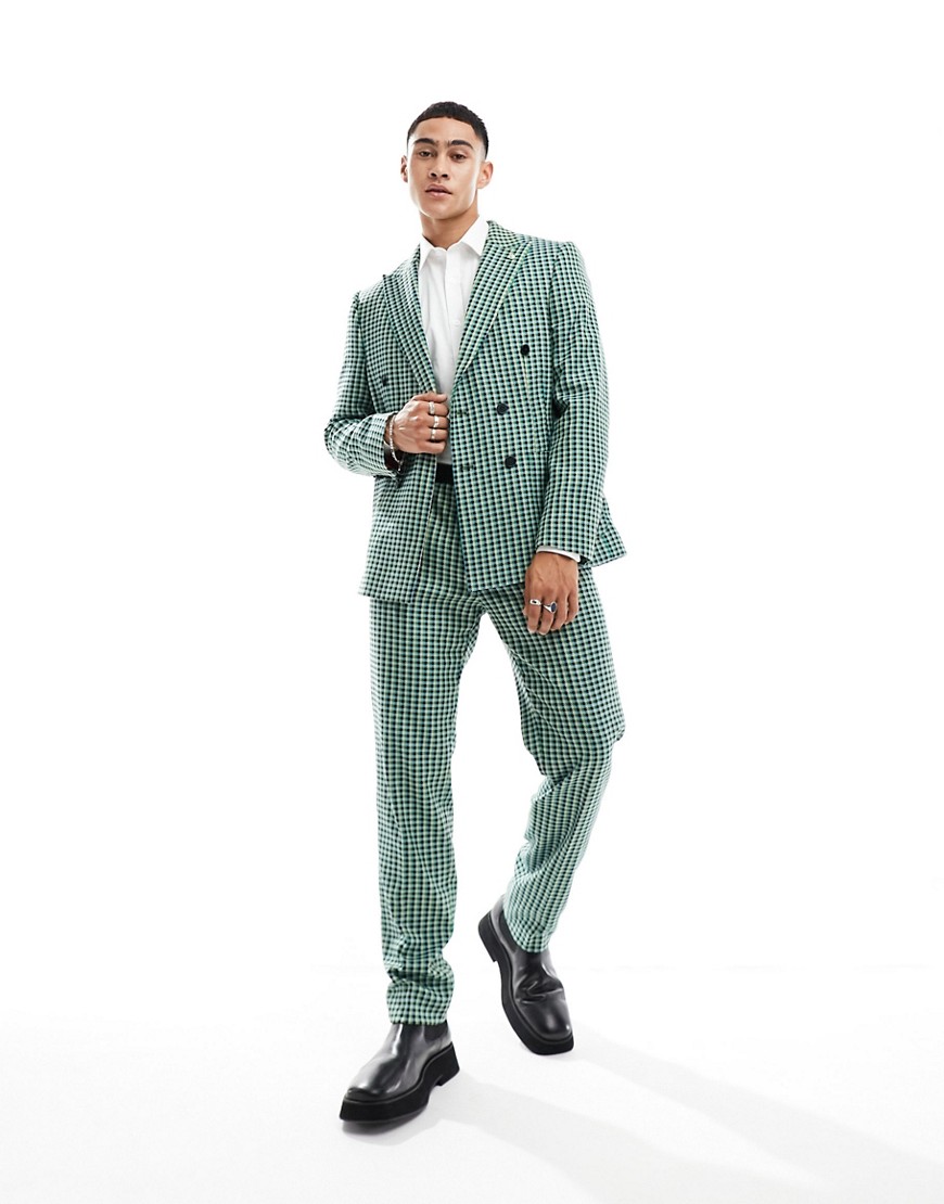 morrison check suit pants in green