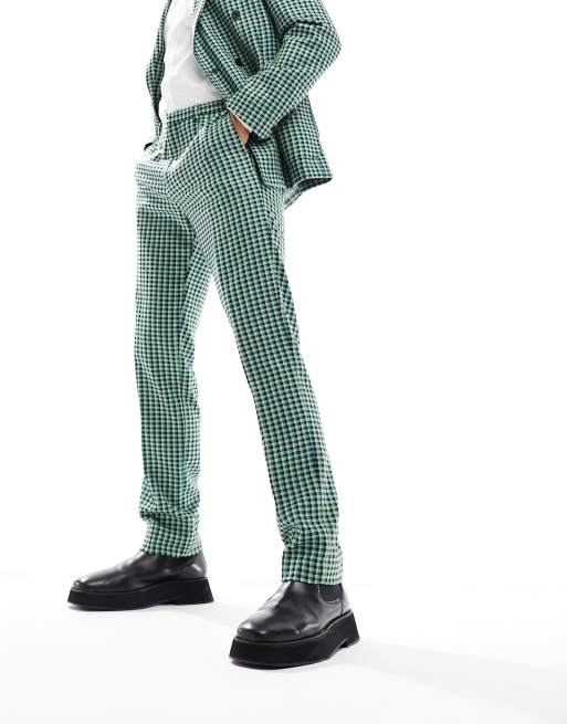 Twisted Tailor morrison check suit pants in green