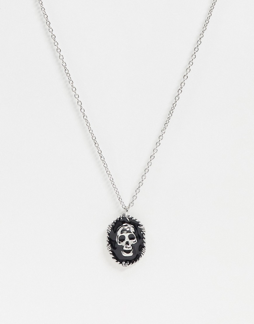 Twisted Tailor necklace with skull and wire in silver