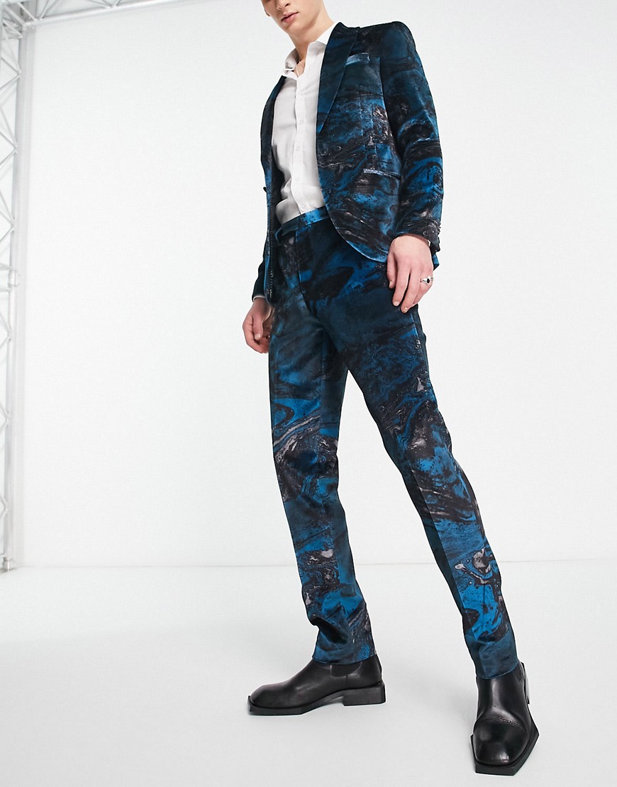 Twisted Tailor Oil Slick Suit Pants In Velvet Mutli-multi