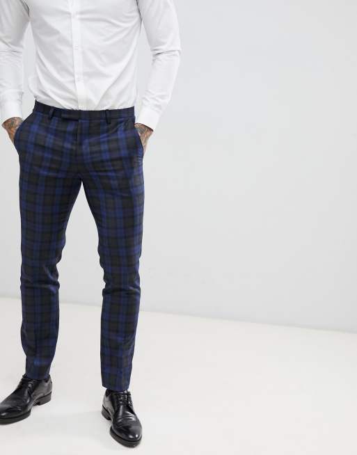 Twisted Tailor - Costume ultra ajustée à carreaux - Bleu, 3 de 3