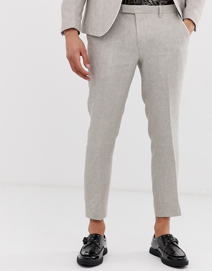 Twisted Tailor - Pantaloni cropped affusolati grigi con profili-Pietra