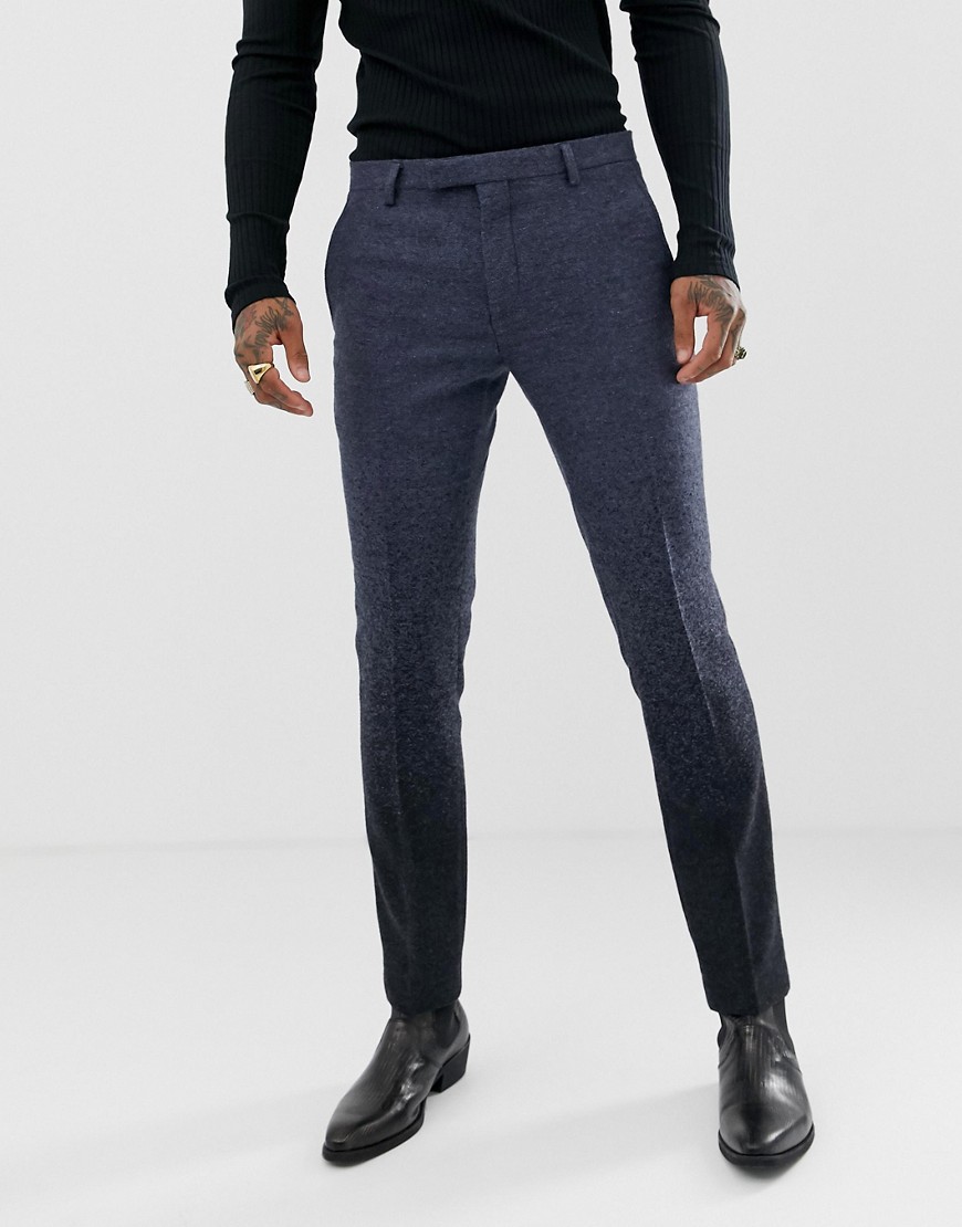 Twisted Tailor - Pantaloni da abito super skinny blu navy sfumato