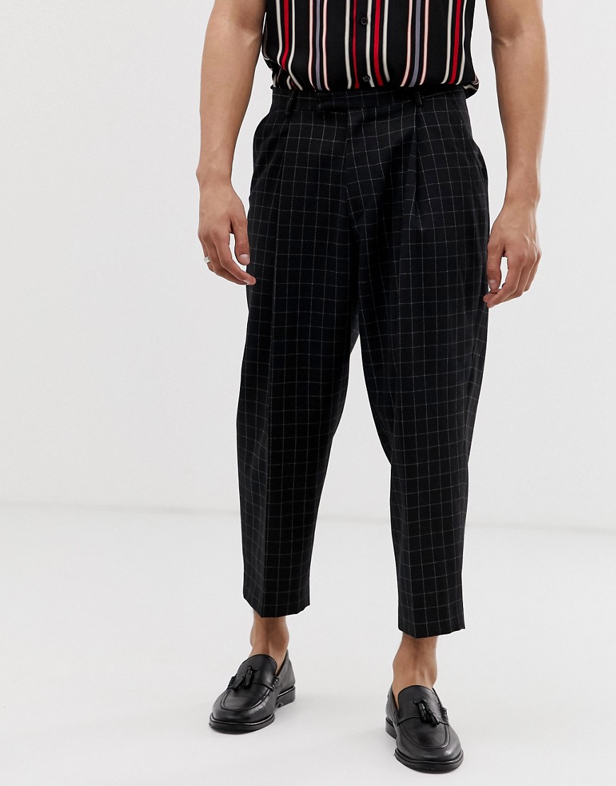 Twisted Tailor - Pantaloni neri con fondo ampio-Nero