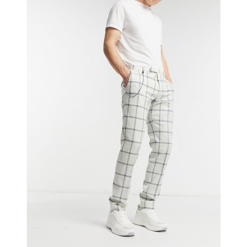 Uomo Pantaloni skinny Twisted Tailor - Pantaloni skinny con catena a quadri grandi, colore bianco