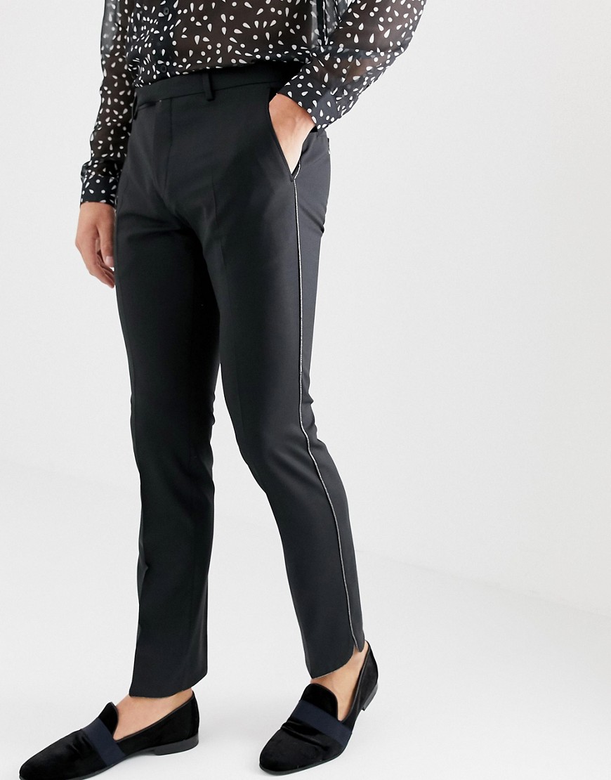 Twisted Tailor - Pantaloni skinny con profili argento-Nero