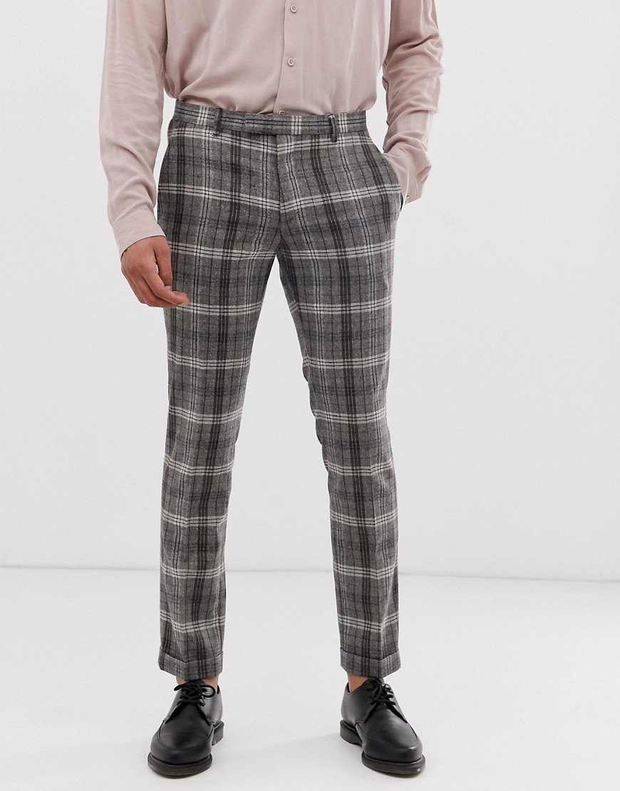 Twisted Tailor - Pantaloni super skinny grigi a quadri vistosi-Grigio