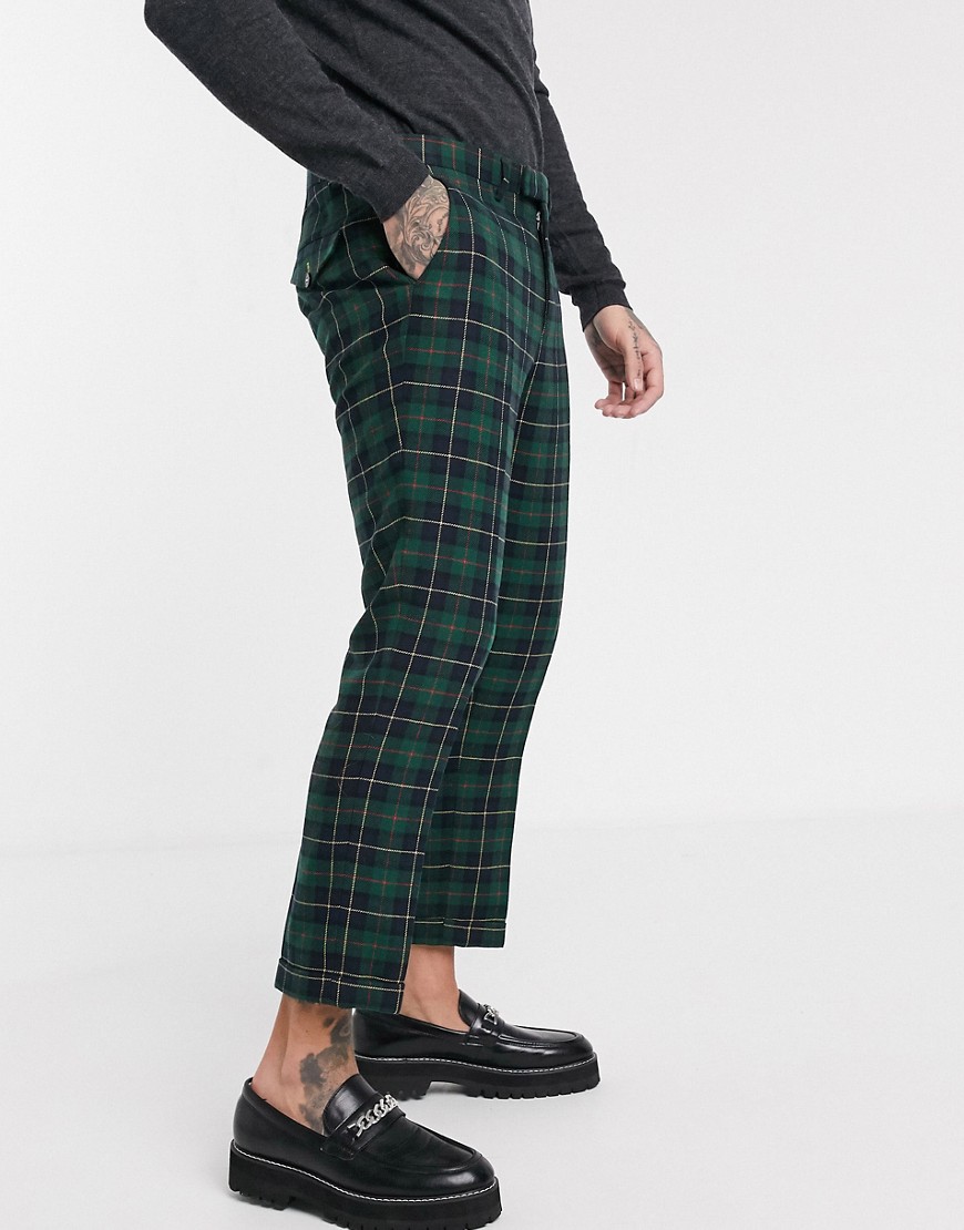 Twisted Tailor - Pantaloni verdi a quadri scozzesi-Verde
