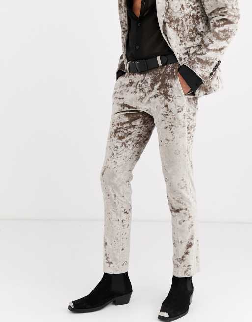 Twisted Tailor - Superskinny fluwelen kostuum in champagne, 3 van 3